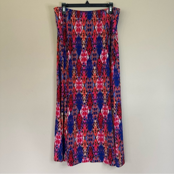 Susan Graver Maxi Skirt Liquid Knit Women 1XP Petite Pull On Stretch Jewel Tones - Picture 4 of 7